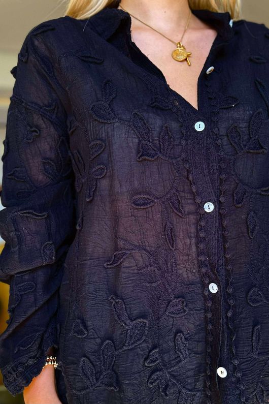Laundry B Effie Embroidered Shirt Black
